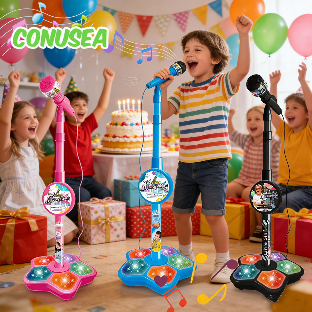 Song With Musical Instrument - Kids Microphone Toys with Stand Electric