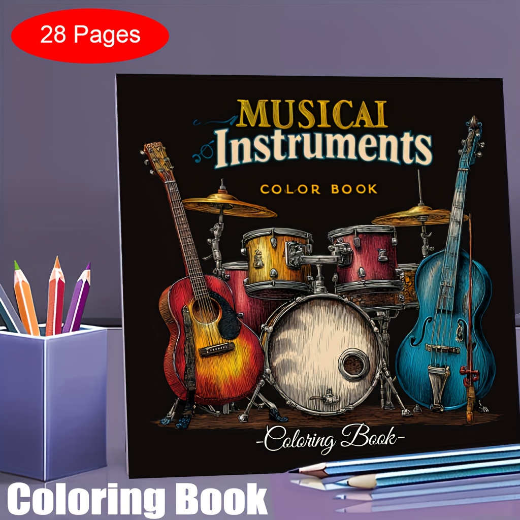 28 Pages Musical Instrument Co - Musical Instrument Coloring Pages 评论和价格