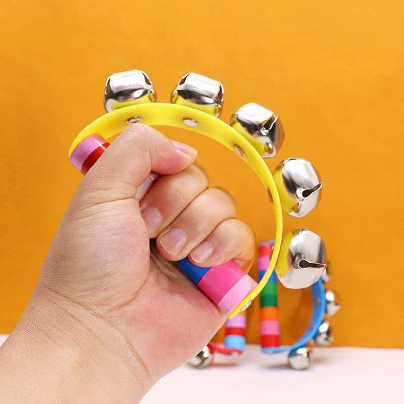 Rainbow Hand Jingle Bells Wood - Musical Instrument You Shake 评论和价格