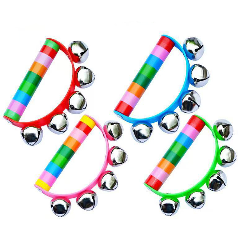 Rainbow Hand Jingle Bells Wood - Musical Instrument You Shake 评论和价格