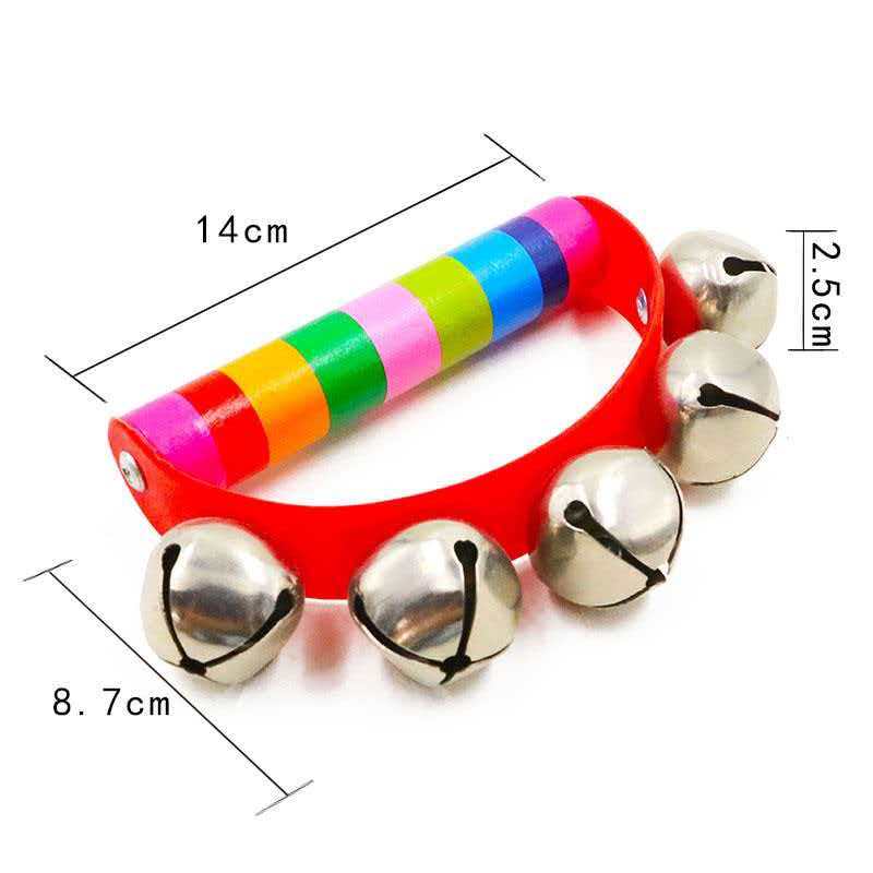 Rainbow Hand Jingle Bells Wood - Musical Instrument You Shake 评论和价格