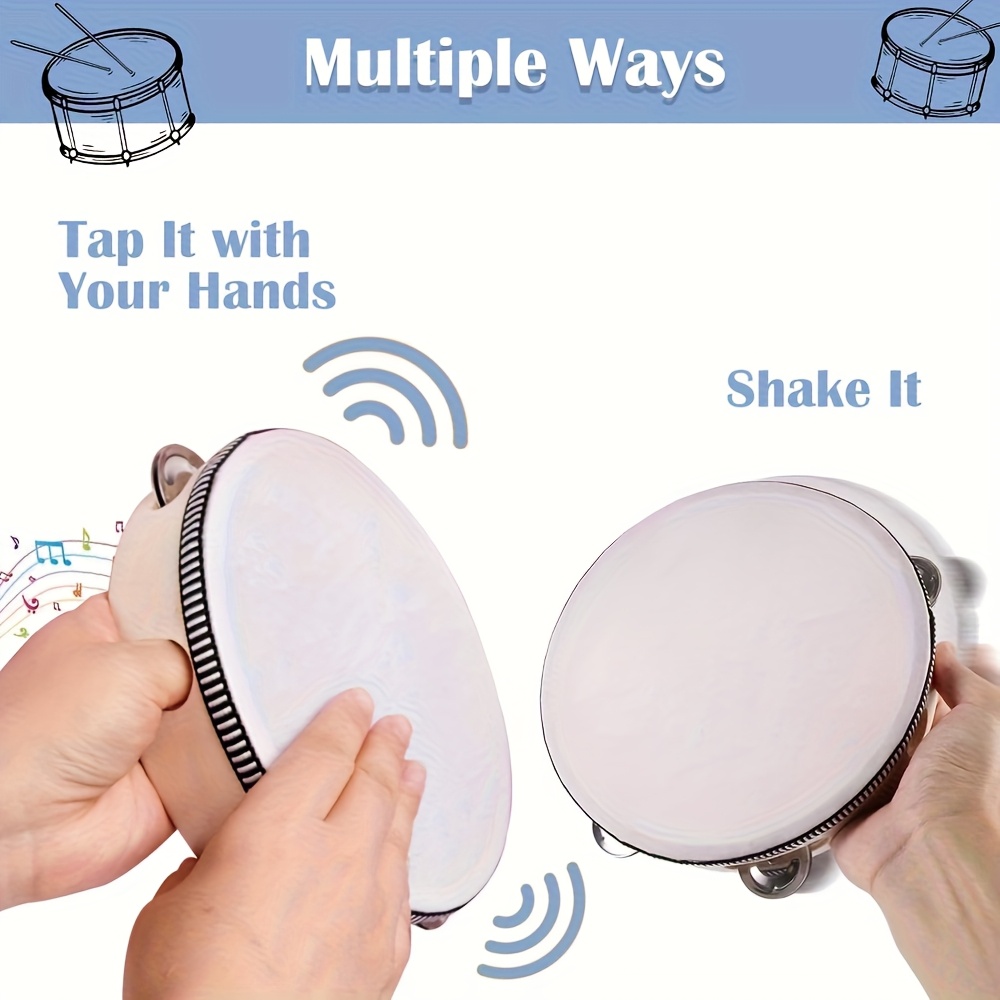 1/3pcs Wooden Tambourine 6/8/1 - Musical Instruments Game 评论和价格